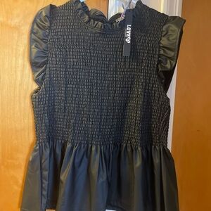 Love Black Textured Peplum Blouse